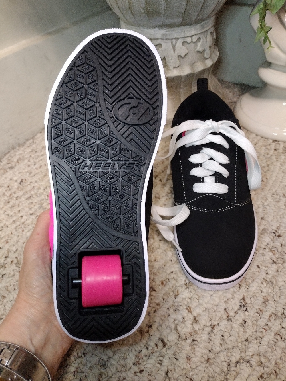 Heelys Kolect Kids Black & Hot Pink Suede Wheeled Sneakers - Picture 8 of 9